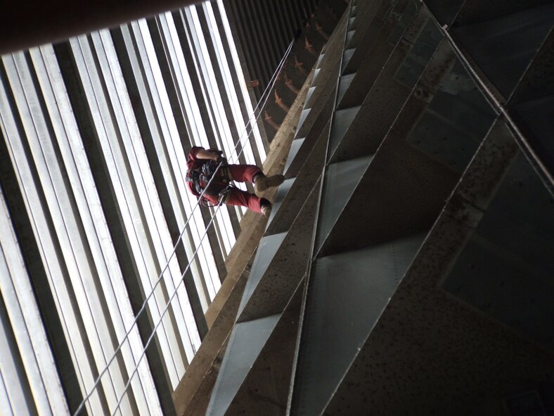 Staging and rigging of ropes was done from the tunnel attic areas from where they would drop ropes down. Remote Access Technology (RAT) crews would then climb up from the tunnel circuit to perform their work.