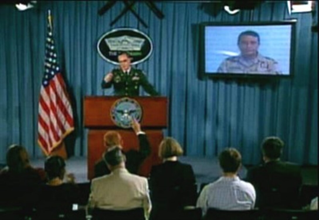 Royal Netherlands Army Maj. Gen. Ton van Loon, commander of NATO International Security Assistance Force Regional Command-South, provides the Pentagon Press Corps with an operations update on Southern Afghanistan, April, 30 2007.