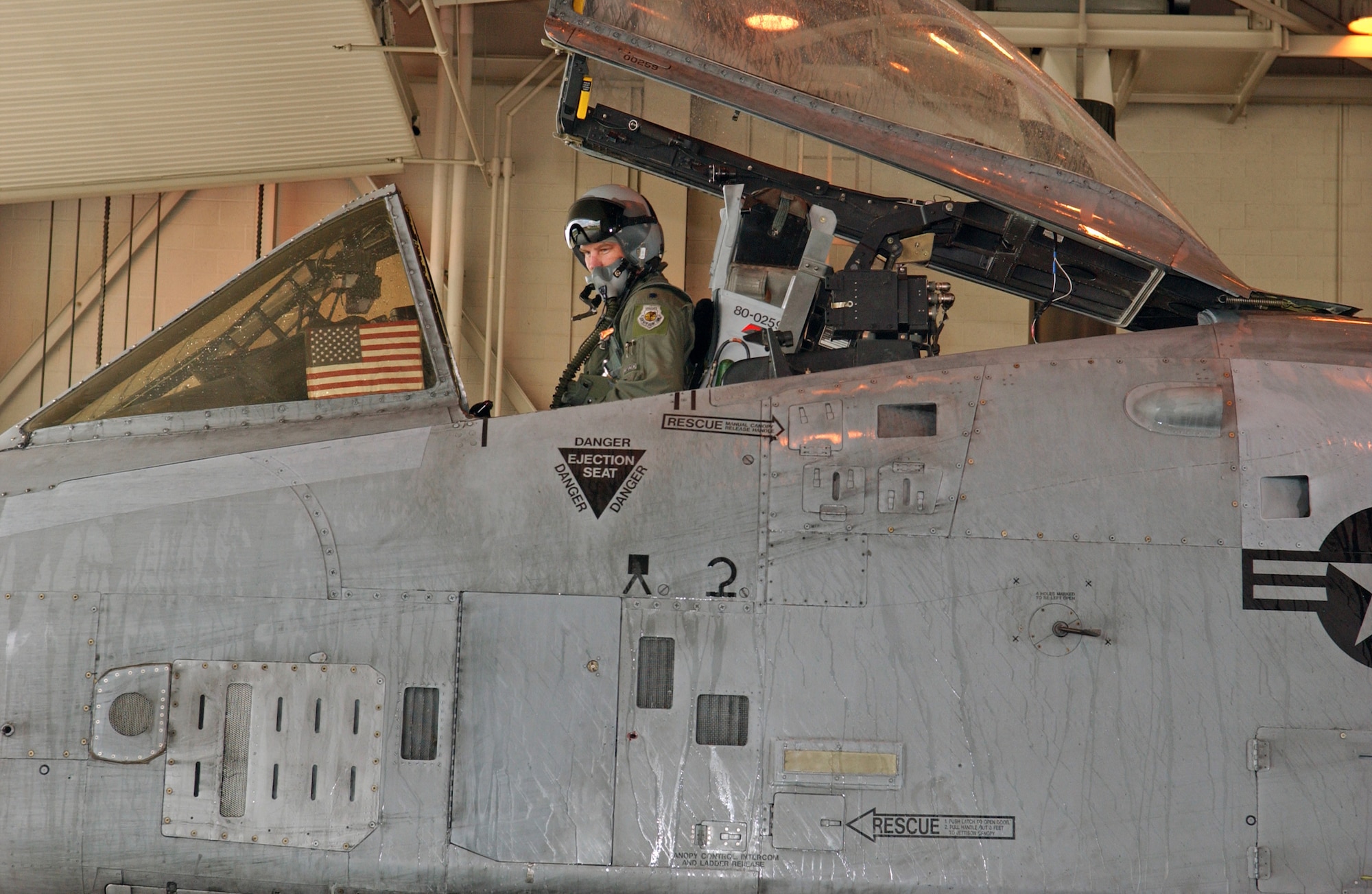 Lt. Col. Quentin Rideout prepares to step down from his A-10 Thunderbolt II at Eielson Air Force Base, Alaska, July 31. The first two A-10s arrived at Eielson Dec. 18, 1981; the last two A-10s are set to leave Aug. 15 for Moody AFB, Ga., and Mountain Home AFB, Idaho. Colonel Rideout is the 355th Fighter Squadron commander. (U.S. Air Force photo/Airman 1st Class Jonathan Snyder) 