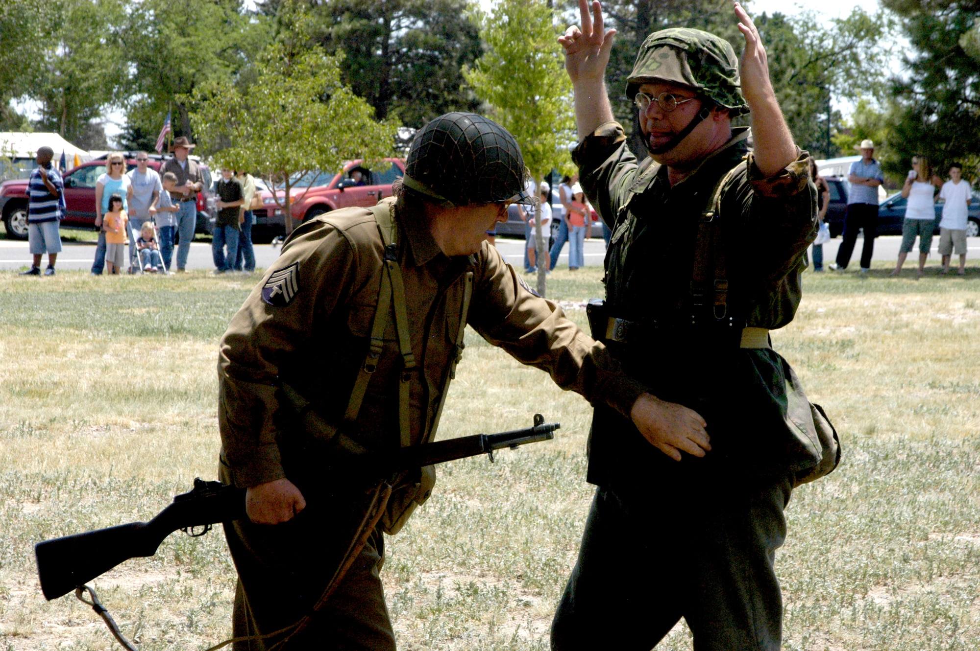Randy Cook captures and searches the sole German survivor, Randy Waag. Despite being outnumbered, the Americans won the skirmish.
