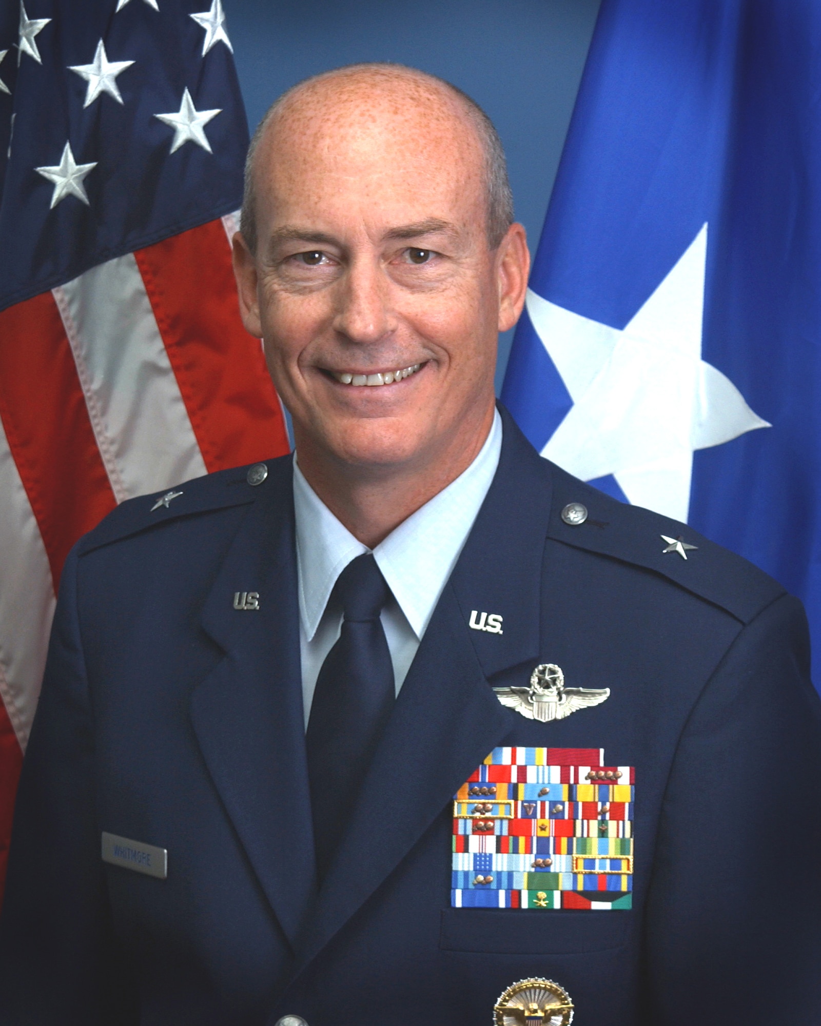 Brig. Gen. James A. Whitmore, Deputy Commander of Joint Functional Component Command for Intelligence, Surveillance and Reconnaissance, U.S. Strategic Command, Bolling Air Force Base, Washington, D.C., has been nominated for promotion to the rank of major general. General Whitmore previously commanded the 82nd Training Wing, Sheppard AFB, Texas. (U.S. Air Force photo)