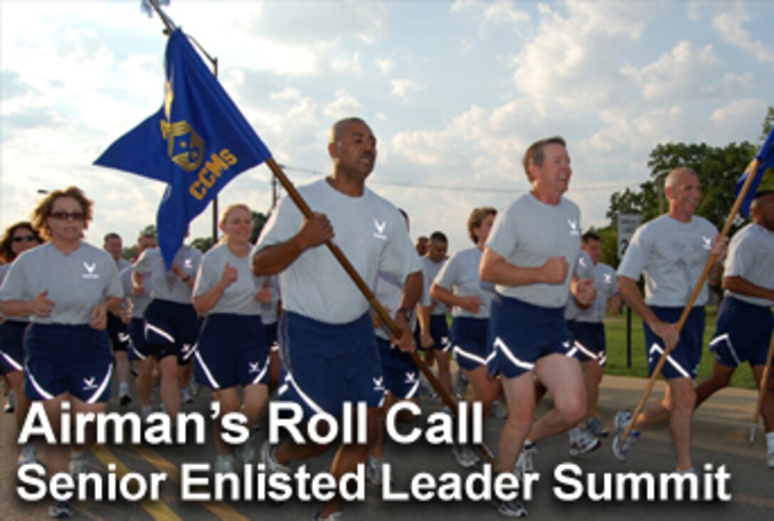 The Airman's Roll Call for Aug. 1 highlights the first Senior Enlisted Leader Summit which was held at Maxwell Air Force Base, Ala., Gunter Annex. More than 360 senior enlisted leaders met July 22 to 27 to discuss the challenges and opportunities facing Airmen today. (U.S. Air Force photo/Master Sgt. Lee Roberts)