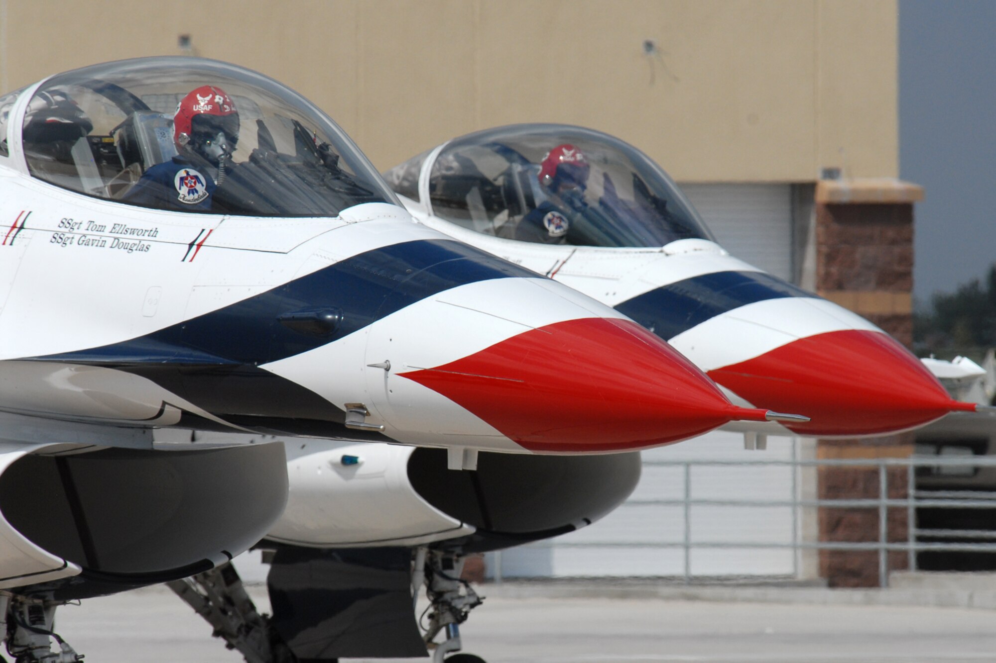 The Air Force Thunderbirds arrive at the Cheyenne Regional Airprot July 22. Their airshow took place July 26 over the Laramie County Community College as part of Military Appreciation Day of the Cheyenne Frontier Days. The Thunderbirds have partcipated here for CFD for more than 50 years (Photo by Shelley Raffl).