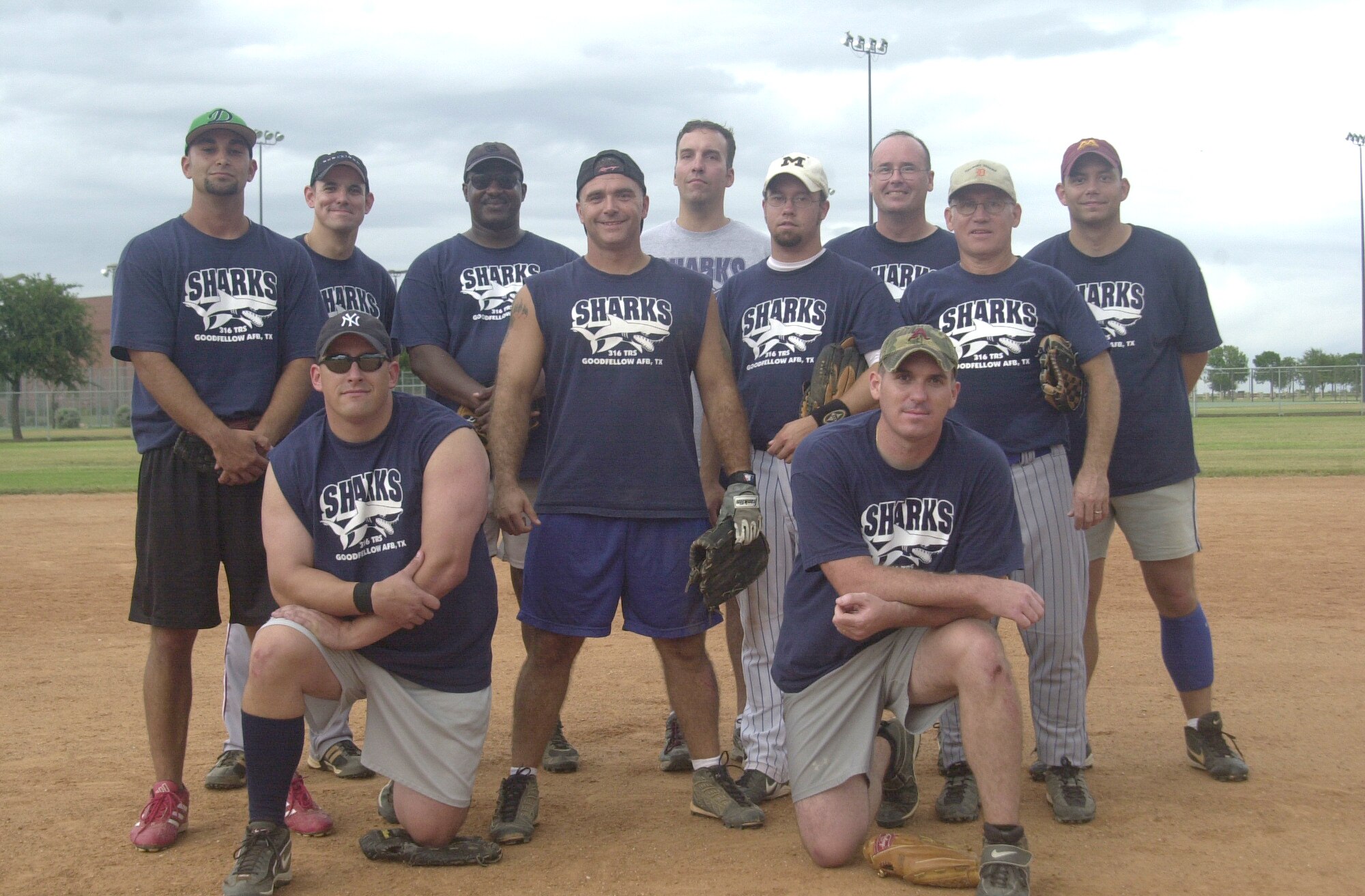 The 2007 Goodfellow Base Softball champions, the 316th Training Squadron Sharks. (U.S. Air Force photo by Airman 1st Class Luis Loza Guteirrez)
