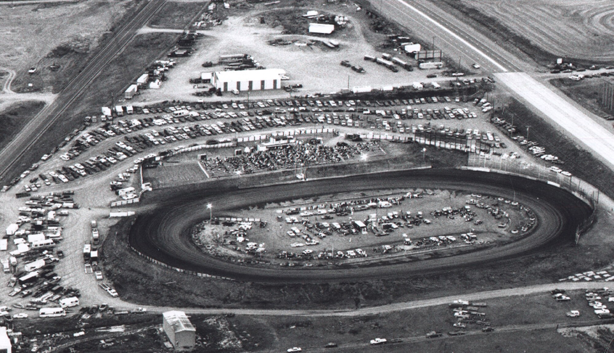 Historical aerial photo of the Electric City Speedway in Great Falls, Mont. The speedway first opened June 1953.  It is the longest continuously running track in Montana.  (Courtesy photo)