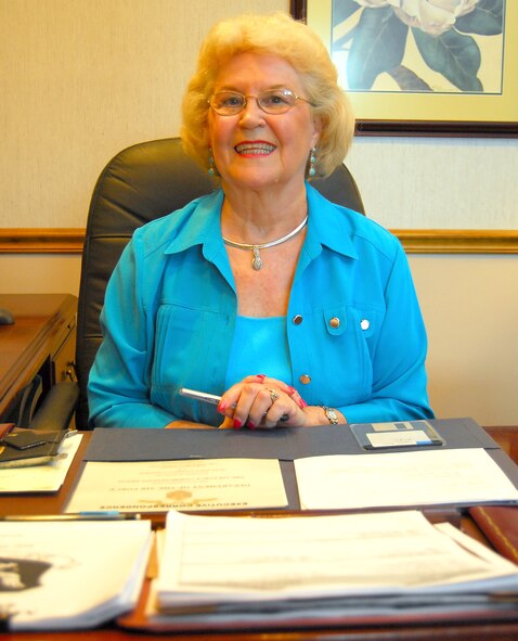 Virginia Conner, 23rd Wing commander secretary, served as the main go-between for the base populace and Moody's wing commander for more than a decade. She has recently retired after more than 30 years of Moody service. (U.S. Air Force photo by Tech. Sgt. Parker Gyokeres)