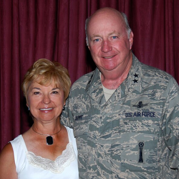 Eileen and Maj. Gen. Thomas Deppe say goodbye to 20th Air Force. (U.S. Air Force photo)