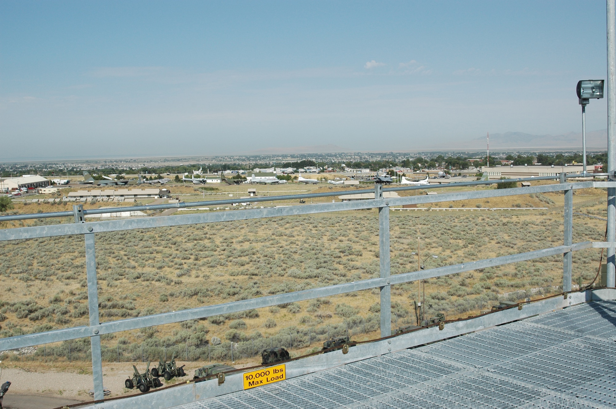 The Hill Aerospace Museum can be seen from the top of the 77-foot tower bought for the 729th Air Control Squadron. 