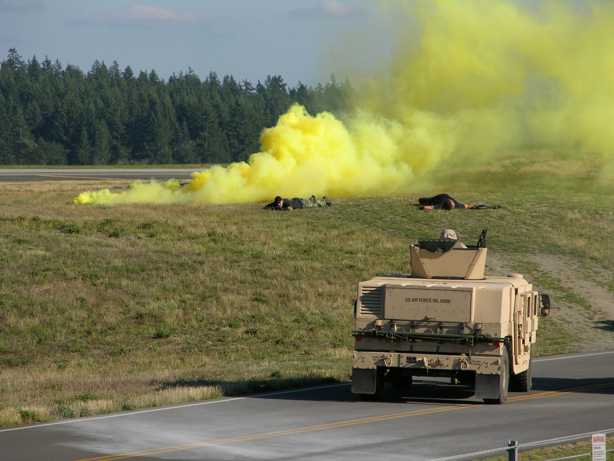 SEYMOUR JOHNSON AIR FORCE BASE, N.C. -- Smoke bombs could be seen during security forces competition at the Air Mobility Command's Rodeo 2007 held at McChord Air Force Base, Wash., July 22-28.
