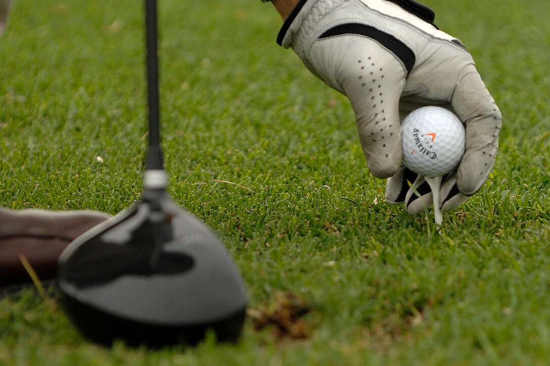 U.S. Air Force Captain Christopher Maxey, from the 28th Communications Squadron, participates in the 28th Bomb Wing First Sergeants Association annual golf tournament at Ellsworth Air Force Base, S.D., Aug. 3, 2007.  The tournament raised $1,700 which will be used for various Ellsworth enlisted functions, awards, and charities.  (U.S. Air Force photo by SSgt Michael B. Keller)(Released)