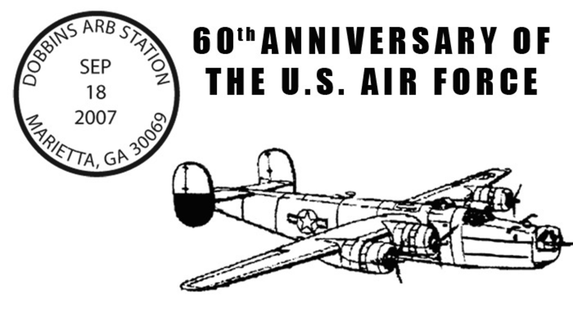 The U.S. Postal Service and the 94th Airlift Wing will honor the Air Force with a  60th Anniversary of the Air Force Postmark from Sept. 18 to Oct. 18 at Marietta, Ga. (Courtesy graphic) 