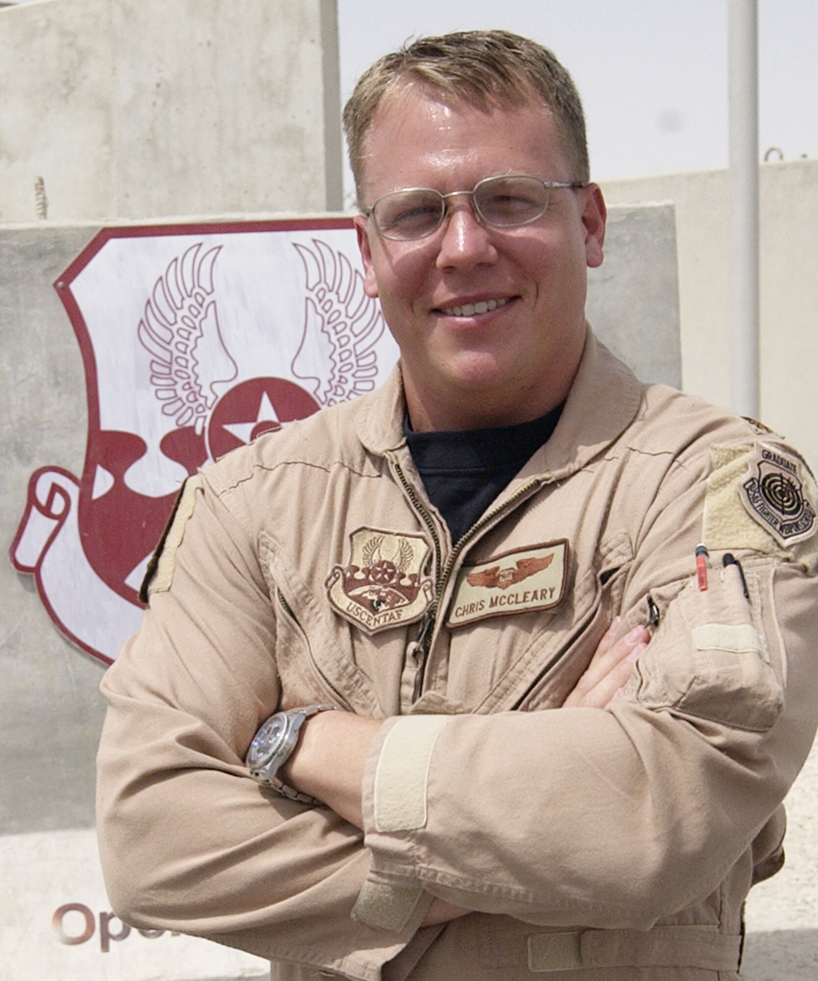 Name: Maj. Chris McCleary
Deployed Unit: Combined Air Operations Center
Home unit: TES, F-15E Operational Test
Job description: Master Air Attack Planner
