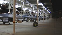 At about 2 a.m. on the 388th Fighter Wing flightline, crew chiefs prepare 4th Fighter Squadron aircraft for deployment to Southwest Asia Thursday.
