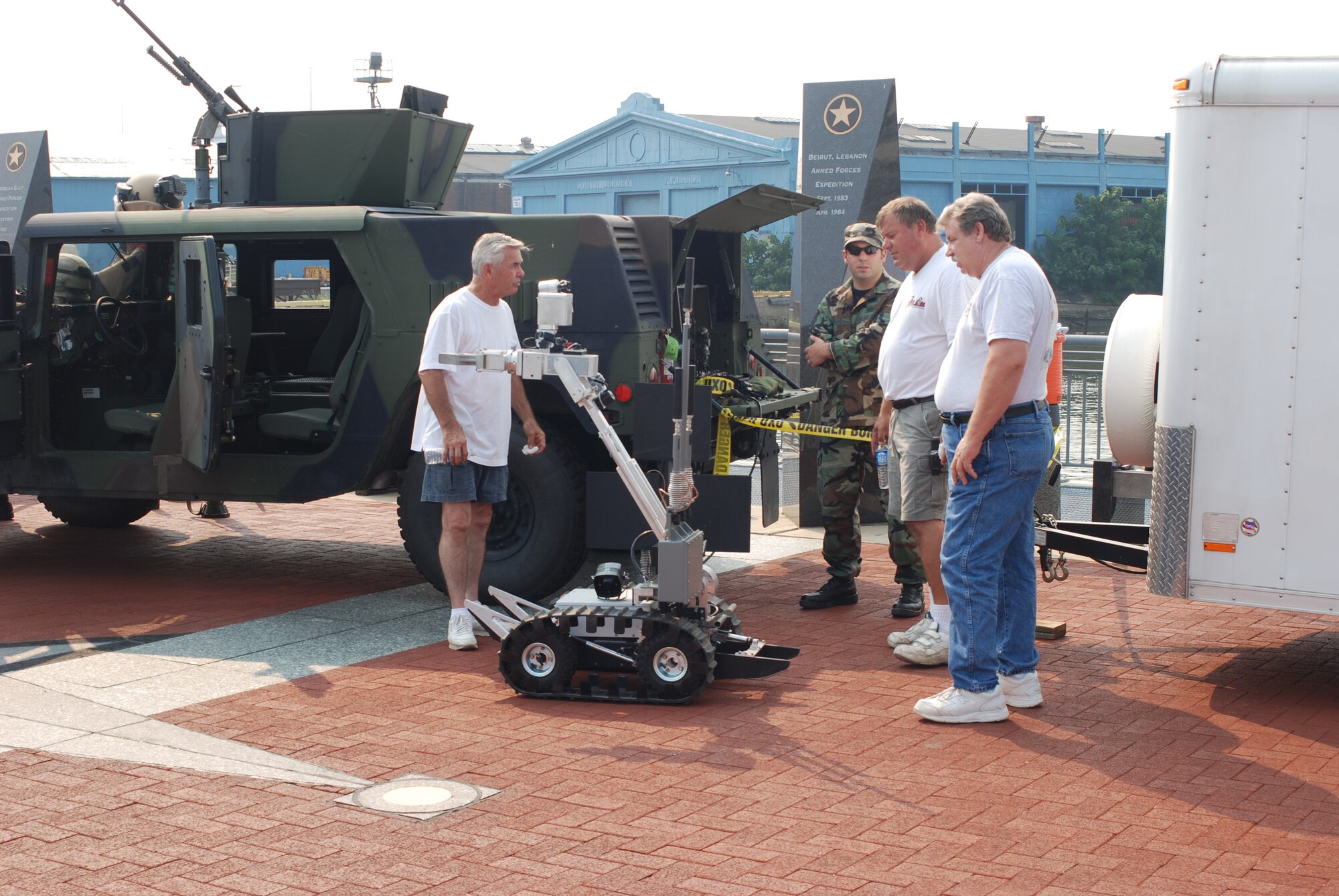 Explosive ordinance disposal personnel from the 305th Civil Engineer Squadron here demonstrated their HD-1, a counter-improvised explosive device robot, during the New Jersey Battleship Military Appreciation Day. The robot is used to mitigate the effects of IEDs. 