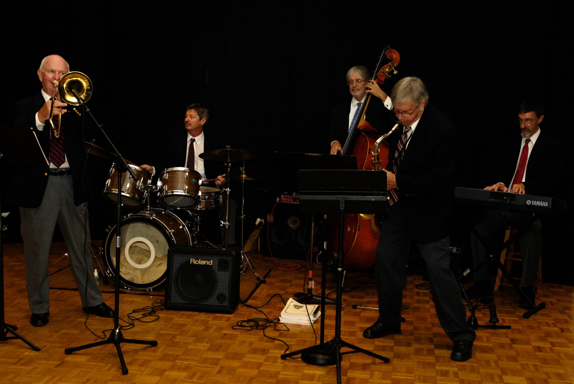 VANDENBERG AIR FORCE BASE, Calif. -- Members of a local band from Orcutt, Calif., Scotties Crew, give a live jazz performance at the Cultural Heritage Day here on Aug.10.  Vandenberg's Cultural Heritage Day combined all annual cultural observances into one gala event of food, music, dance and displays. (U.S. Air Force photo/Airman 1st Class Christian Thomas)



