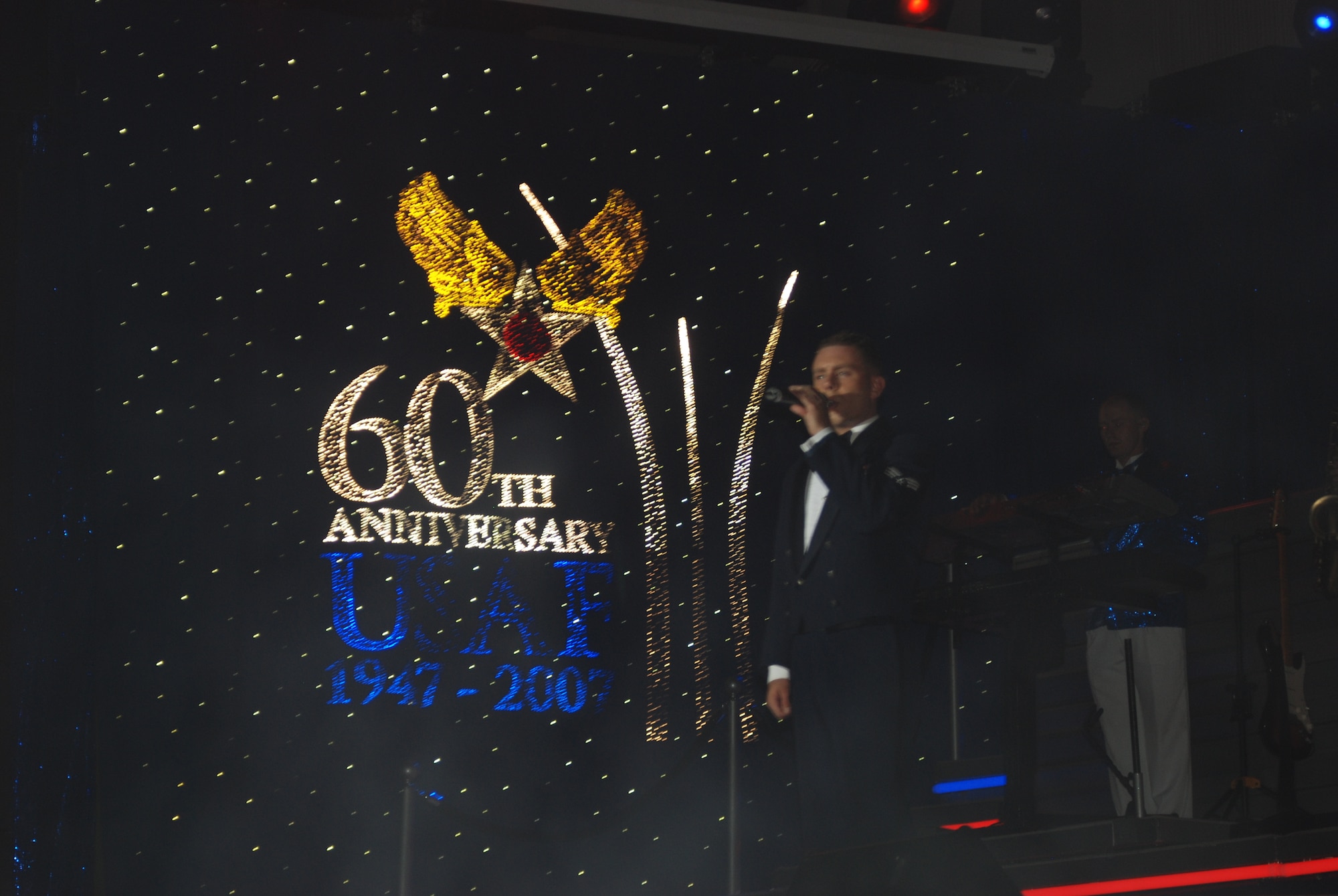 Tops in Blue gave a two-hour performance Tuesday, commemorating the Air Force's 60th anniversary. Tops In Blue serves as an expeditionary entertainment unit to provide quality entertainment from within Air Force resources for the Air Force family.