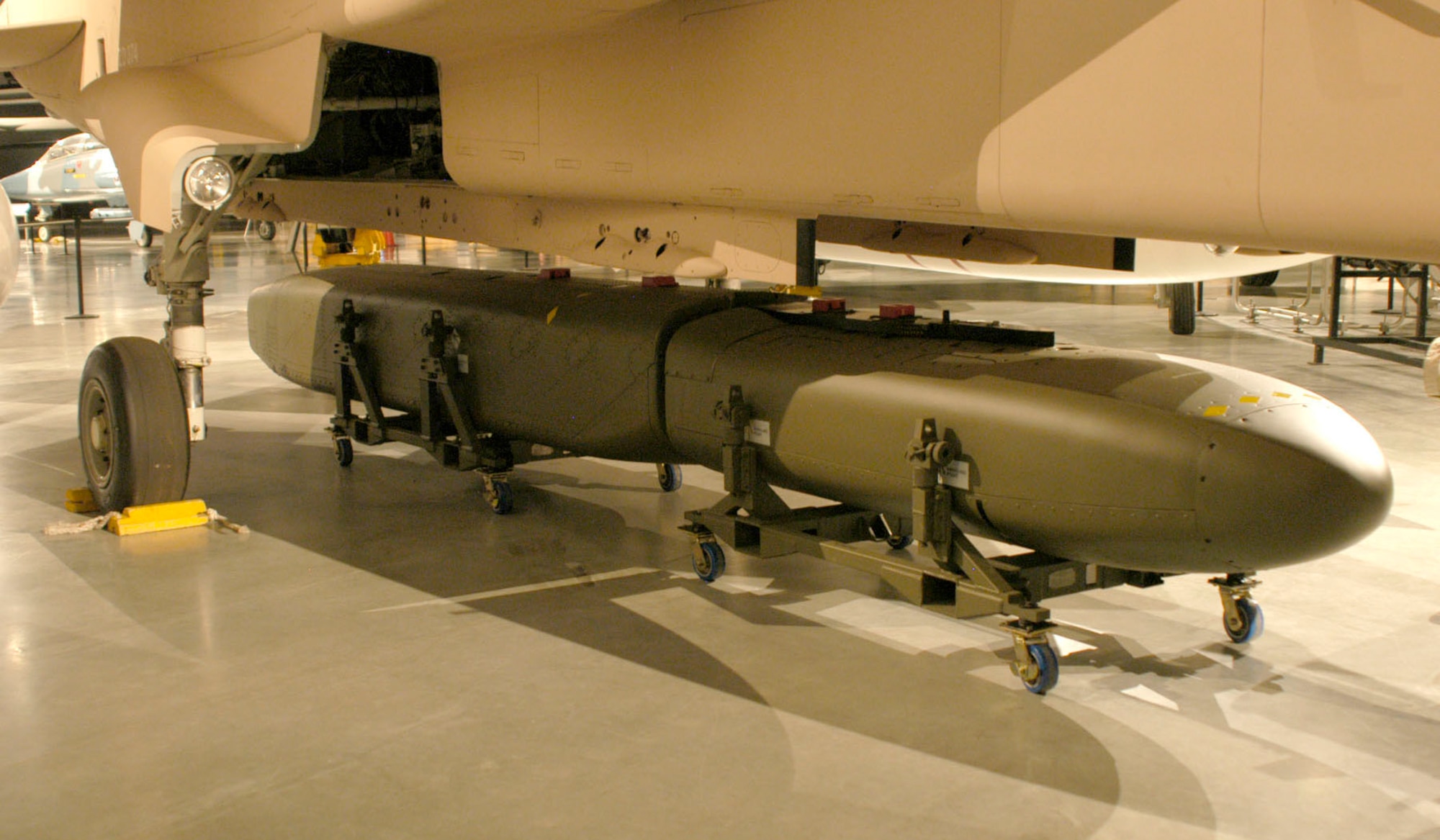 DAYTON, Ohio - The JP233 on display underneath the Panavia Tornado GR1 in the Cold War Gallery at the National Museum of the U.S. Air Force. (U.S. Air Force photo)