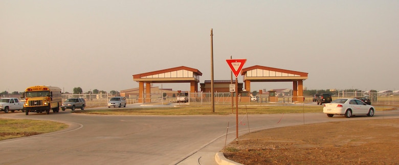 The Southgate Road entrance to Vance Air Force Base opened Wednesday for 24-hour base traffic as part of Vance's force protection enhancement project. The inbound and outbound traffic both run through a traffic circle when passing by the new gatehouse currently in construction.