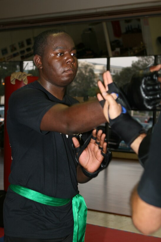 MARINE CORPS AIR STATION MIRAMAR, Calif. ? Sergeant Levi Grear trains in Wing Chun during his time away from work. Grear is a vidographer with the Headquarters and Headquarters Squadron of Marine Corps Air Station Miramar, Calif.
