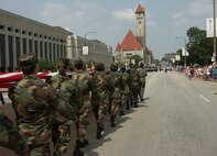 932nd Airlift Wing marches toward Union Station in Saint Louis.
