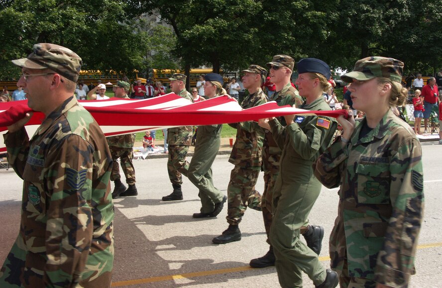 932nd Airlift Wing marches.  Photo/Tech Sgt. Dan Oliver