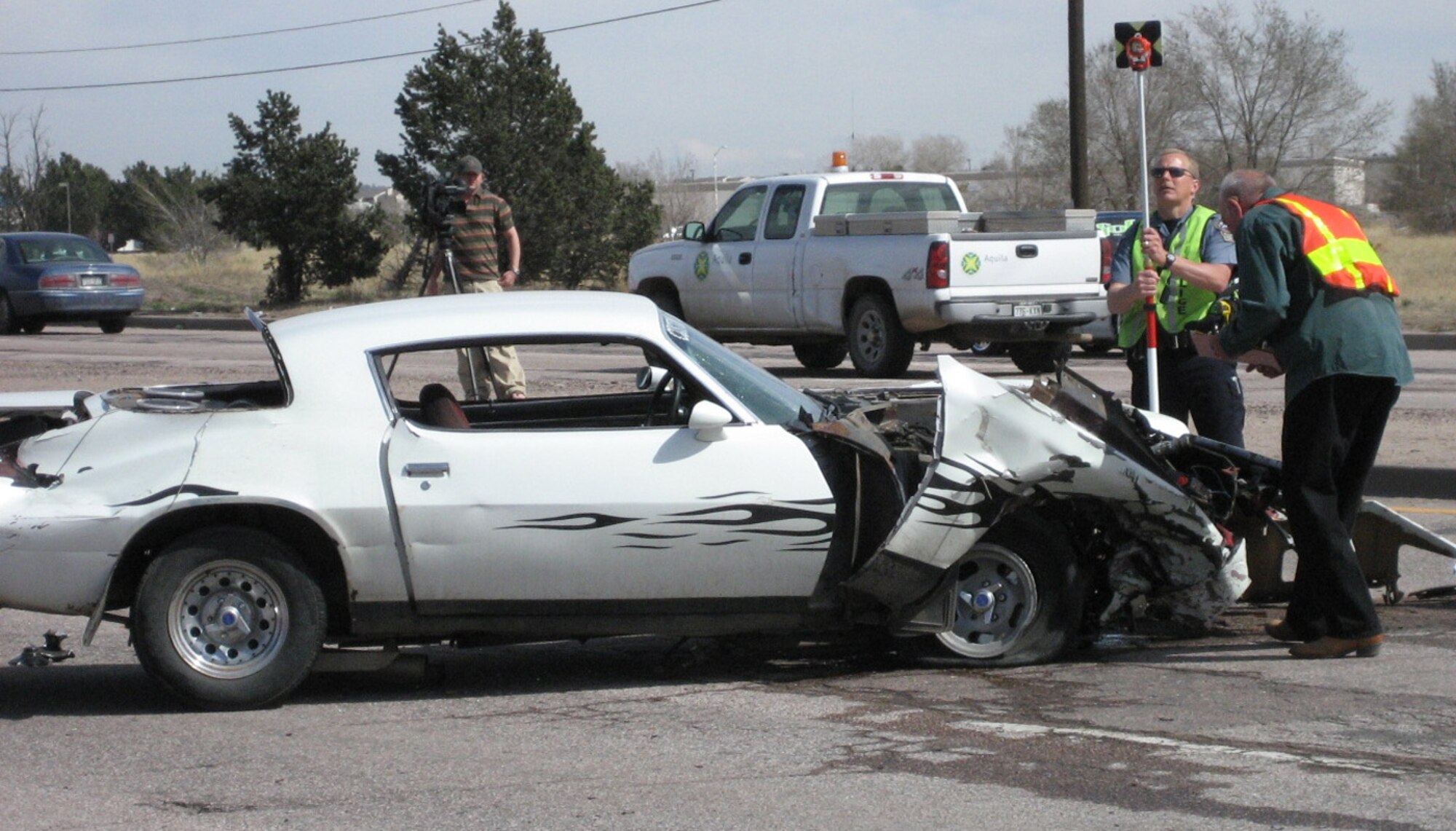 It’s not hard to see why witnesses thought Master Sgt. Prince E. Porter Jr. was a goner when this street-racing Camaro hit his government vehicle head-on. (photo courtesy of Master Sgt. Prince E. Porter Jr.)