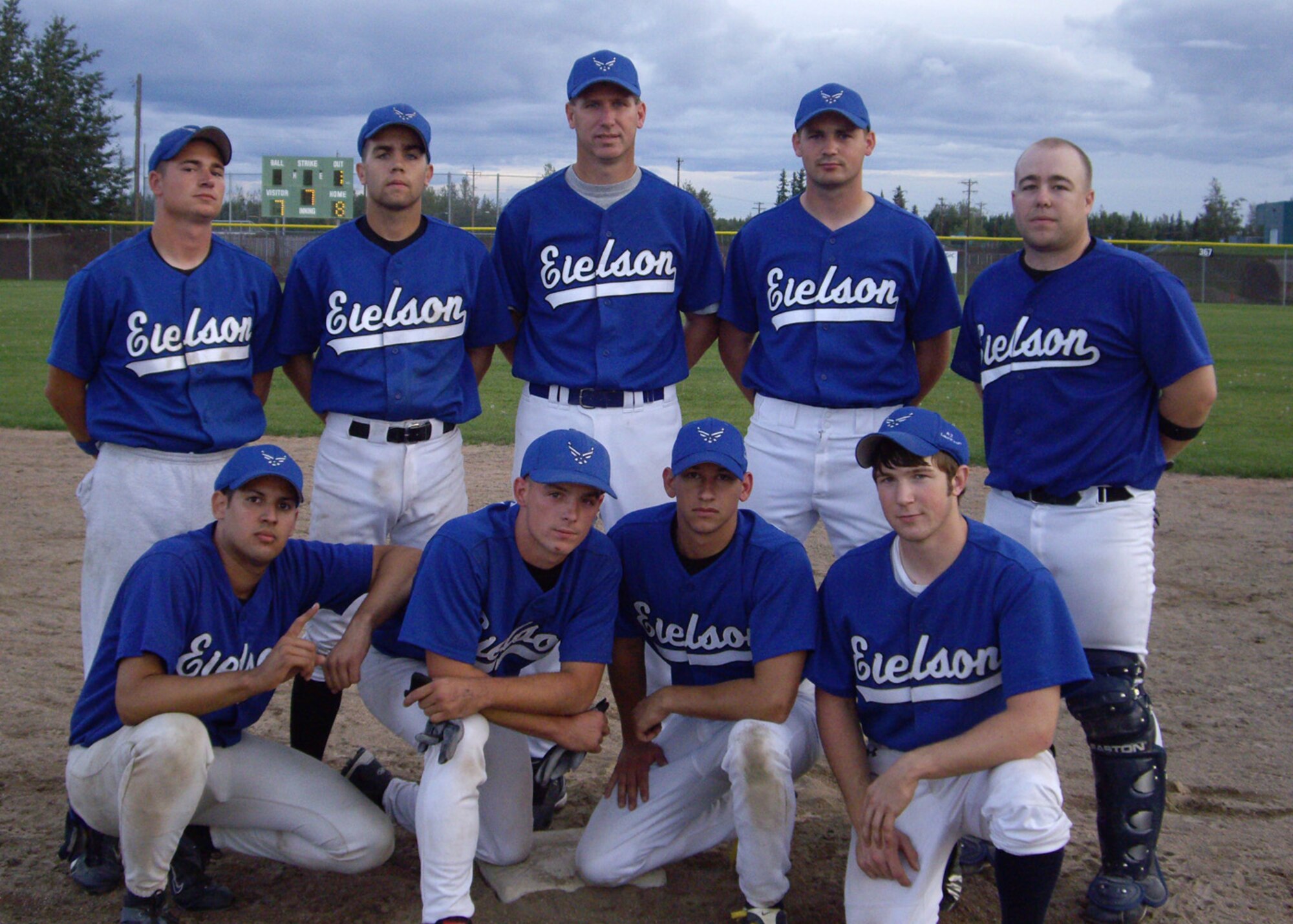 EIELSON AIR FORCE BASE, Alaska--The Eielson baseball team capped an extraordinary season with an 8-7 victory over the Padres in the Fairbanks Men's Senior Baseball League championship game Aug. 3 at the Arco Field in Fairbanks.  The Icemen finished 16-2 on the season and swept the playoffs in three straight games to win the league for the first time. The Eielson team consists of Scott Brown, K.C. McPeak, Justin Swanson, Justin Hendrick, Mike Panfil, Juan Torres, Landon Huffman, Mike Kistner, Mike Rady, Tyler Huges, Joshua Knight, Kodiak Reed, Kris Woods, Alex Lauritzen and Kenneth Schafer. (courtesy photo)