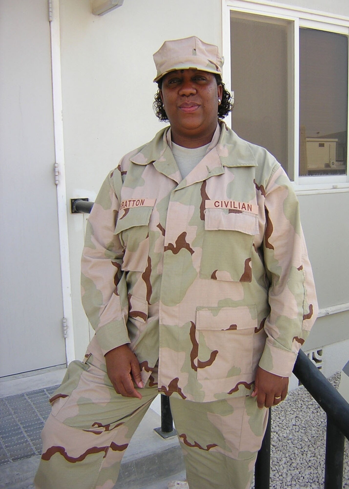 Ms. Shirley Bratton, a civilian from Airman and Family Readiness Center at Holloman, is one of the first to deploy in support of a deployed Airman Readiness Center. (U.S. Air Force photo courtesy of Ms. Shirley Bratton)
