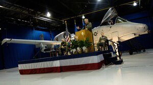 "Behind me is a warbird, and she is ready for war," announced Gen. Ronald E. Keys, commander of Air Combat Command, at the A-10C Initial Operational Capability ceremony at Langley Air Force Base, Va., Aug. 21.  The A-10C recently received the most significant modifications in its 30-year history, making it a more capable and survivable attack fighter.  The aircraft received numerous enhancements including the full integration of sensors, data link and a targeting pod, allowing the A-10C to identify and strike targets from higher altitudes and greater distances without sacrificing accuracy. (U.S. Air Force photo/SSgt Austin Knox)
   