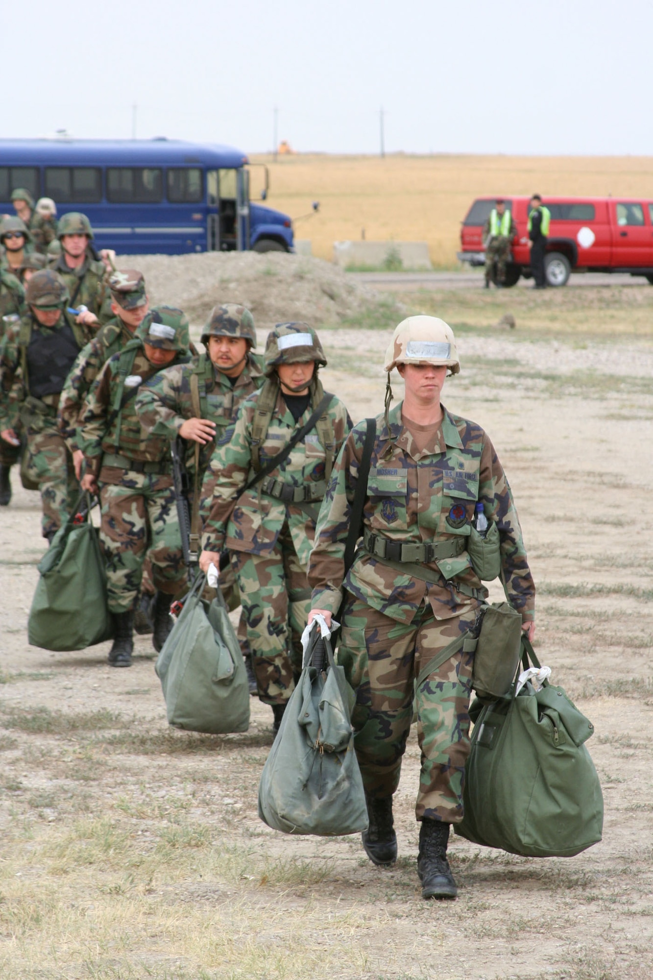 Roughly 100 Airmen from Malmstrom Air Force Base, Mont., participated in an expeditionary readiness exercise Aug. 13 to 17 at Camp Grizzly on base. The week-long deployment scenario showcased what Airmen might experience while at an area of responsibility. (U.S. Air Force photo/Senior Airman Eydie Sakura).