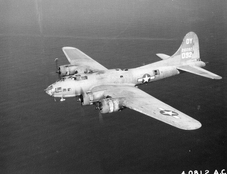 A B-17 Flying Fortress in flight during World War II.  Many of the aircrew members on aircraft shot down during the war ended up in German prisoner of war camps like Stalag Luft III in what is now Poland.  The 442nd Fighter Wing public Web site will feature a series of stories about the experiences of some of these American Airmen.  The four-part series will be added to each month and will be posted in its own section on the site's home page.  (U.S. Air Force photo)