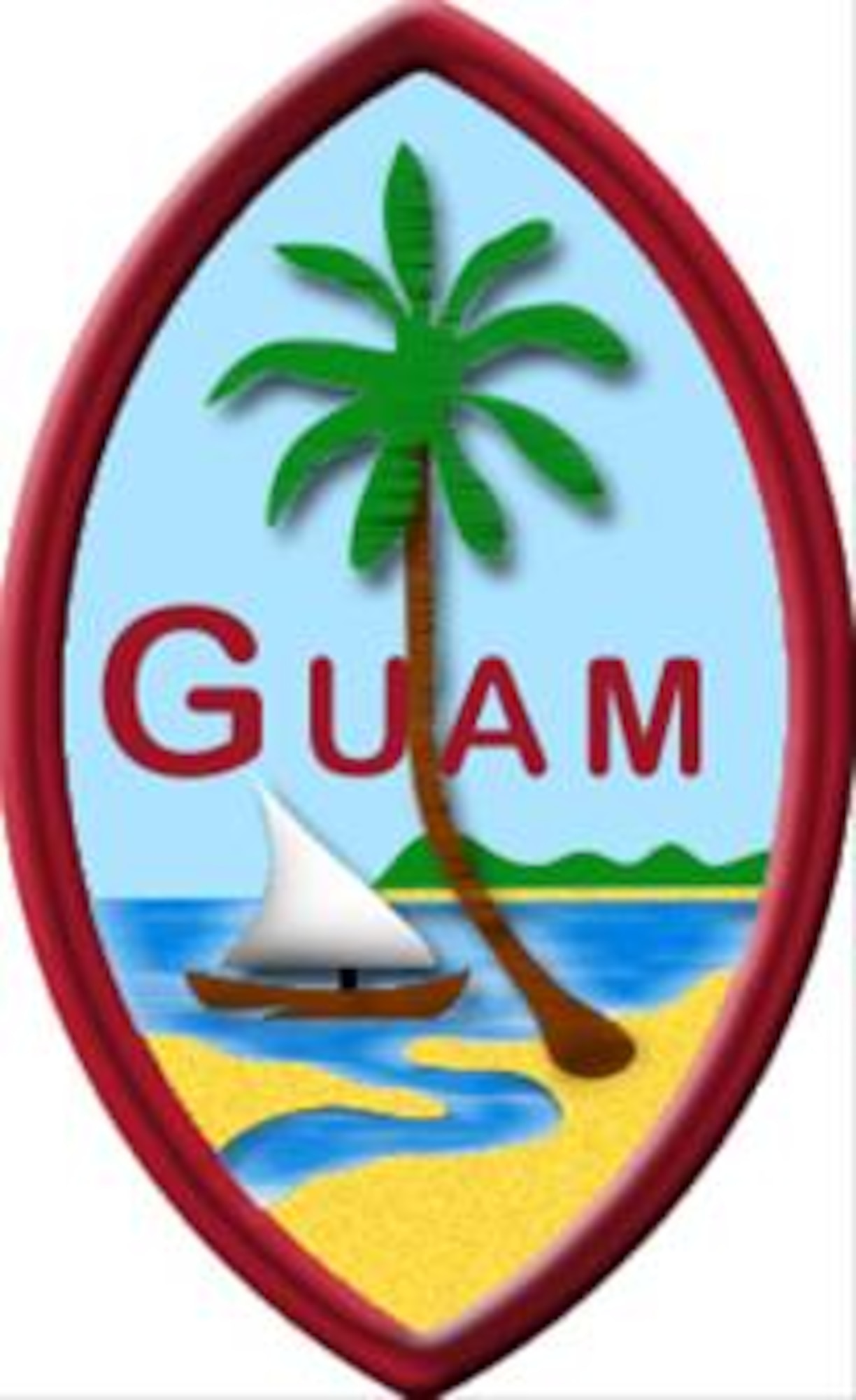 The coconut tree, also know as the 'Tree of Life" holds a dominant position on Guam's symbol. 

About the symbol: The shape of the seal is that of a Chamorro sling stone used as a weapon for warfare and hunting. The sling stone was quarried from basalt  and coral. The Coconut Tree, growing in unfertile sand, symbolizes self-sustanance and determination to grow and survive under any circumstance, with its fronds open to the sky -- defies the elements to bend its will. Its bent trunk attests to a people which have been tested by famine, natural calamities, genocide and foreign wars but have continued to endure as a race.
The Flying Proa, a seagoing craft built by the Chamorro people, which was fast and agile in the water required great skill to build and sail. The River channel, where fresh water rush out to interact with the ocean, symbolizes a willingness to share the resources of the land with others. The permanence of the land mass of Hila'an in the background demonstrates the Chamorro's commitment to their homeland and environment, be it sea or land.
Also in the background, "Two Lover's Point" juts majestically into the endless waters of the sea, protraying the people's faithful commitment to passing their proud heritage, culture, and language to the endless sea of future generations.