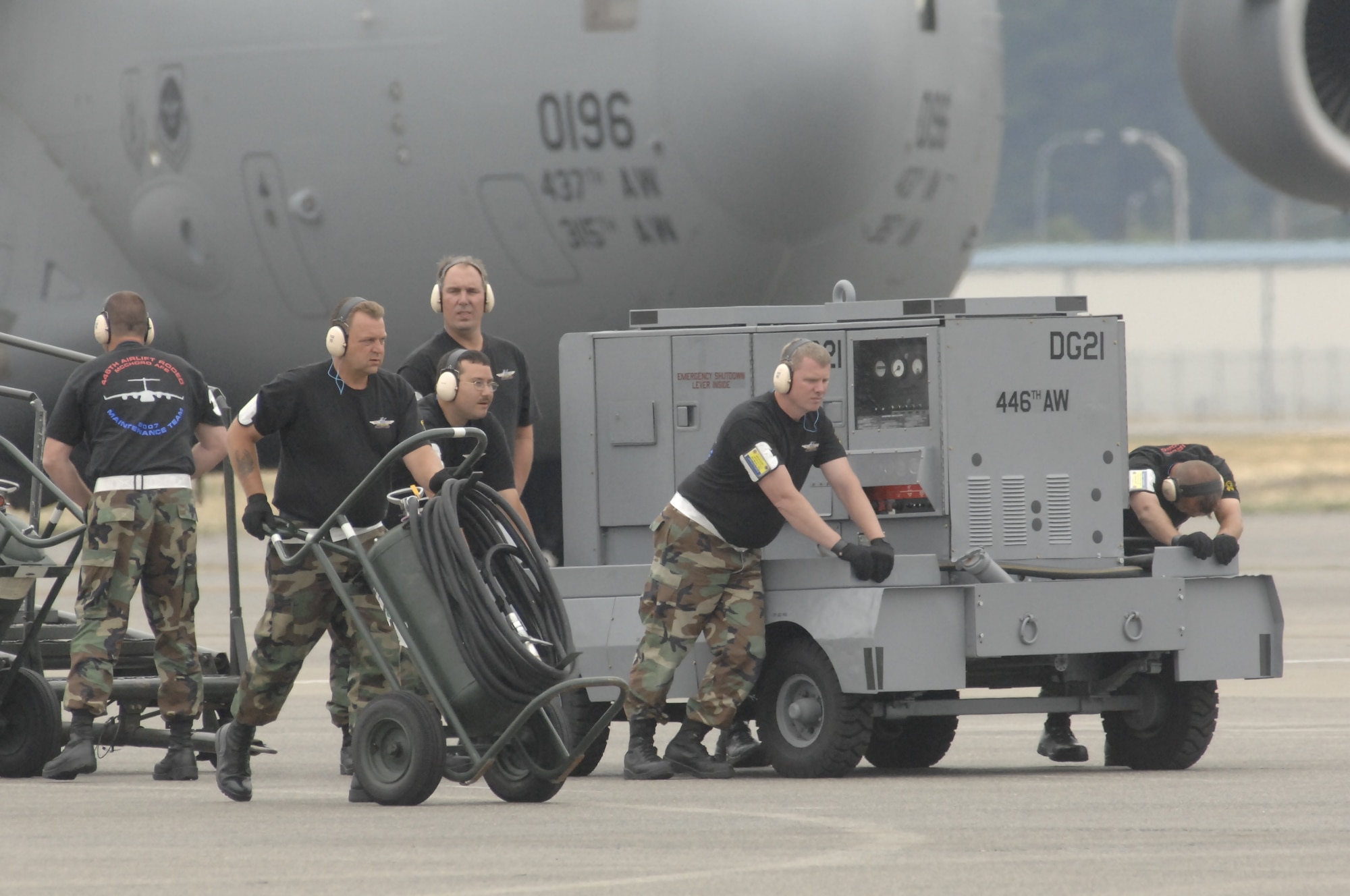 Maintainers from the 446th Airlift Wing 2007 Rodeo maintenance team prepare to compete in Rodeo here recently.