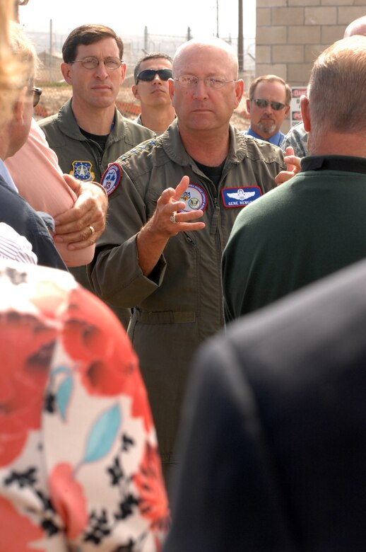 VANDENBERG AIR FORCE BASE, Calif. -- Gen. Victor Renuart, NORAD/USNORTHCOM commander, briefs distinguiahed visitors about the importance of missle defense during a tour of Vandenberg on Aug. 14.  The tour provided senior civilian leaders with a first-hand experience of how commands execute the mission to defend the United States.  (U.S. Air Force photo by Airman First Class Keyonna Fennell)