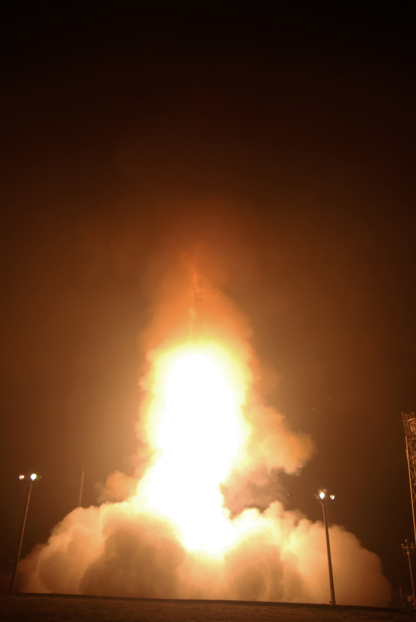 VANDENBERG AIR FORCE BASE, Calif. -- A modified Minuteman II booster vehicle with a simplified target payload lifts off at 1:31 a.m. on Aug 23 from North Vandenberg. The launch was part of an exercise involving the tracking of a long-range target missile by the Near Field Infrared Experiment research satellite. (U.S. Air Force photo/Joe Davila)