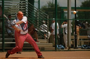 Roy Rogers, 437th Logisitcs Readiness Squadron, plays in a tournament for the base's team, the Charleston Hurricanes, in Orlando, Fla., Aug. 18. The team took first place in this Air Force-wide tournament. (U.S. Air Force photo/Airman 1st Class Nicholas Pilch)
