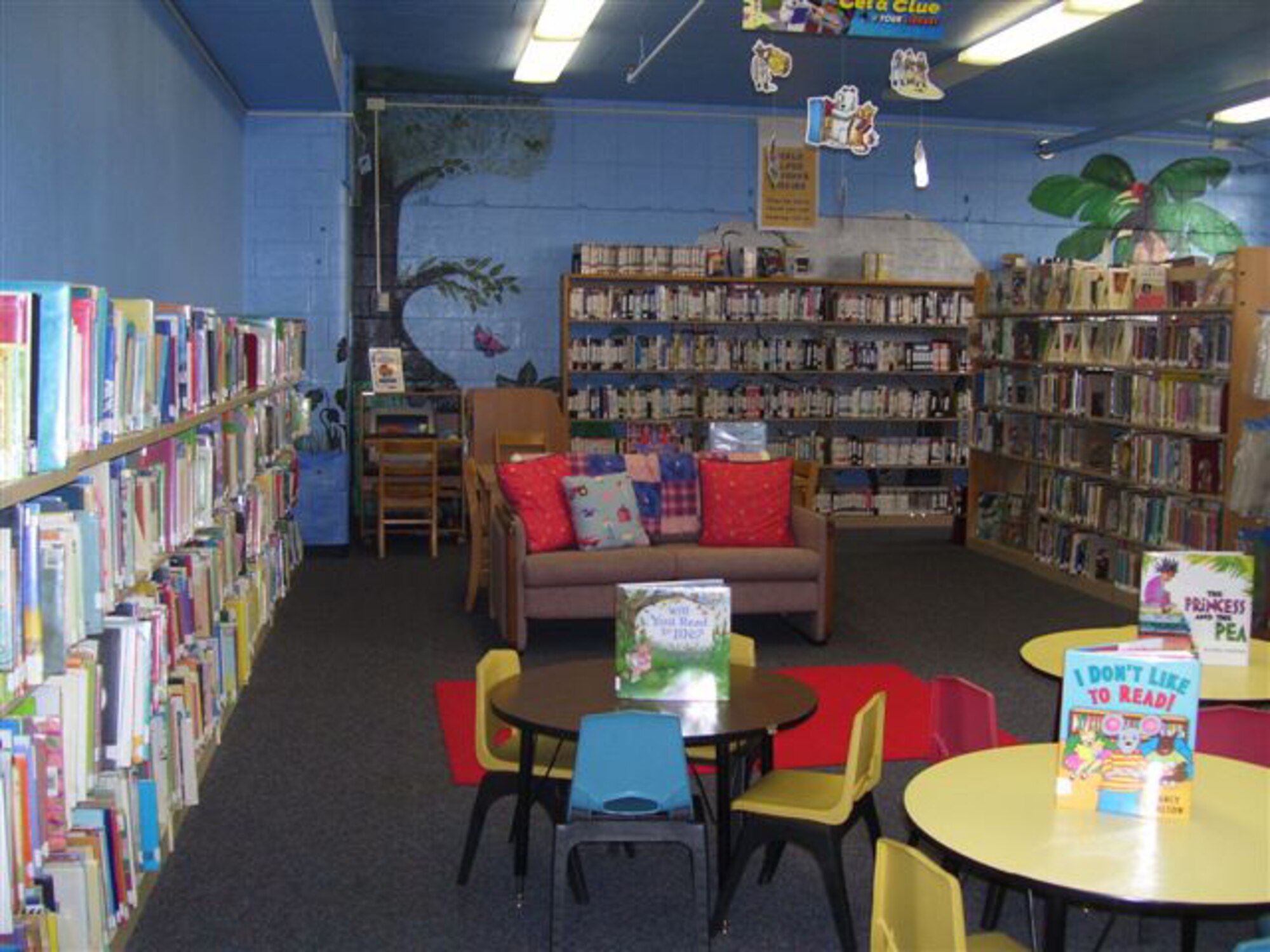 EIELSON AIR FORCE BASE, Alaska--The base library, located next to the Anderson Elementary School on Coman Avenue, has special reading rooms for different age groups, such as the youth reading room pictured here. The library has a plethora of resources for Icemen to use for any and all educational purposes such as study guides for CLEP and DANTES testing as well as a collection of more than 600 DVDs for rent. (courtesy photo)