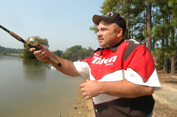 Master Sergeant Mark Denney,  the top-ranked fisherman according to the Georgia power rankings by Georgia Outdoor News Magazine, casts his line into Scout Lake recently. He will be teaching Fishing for Sucess, a free fishing seminar, Sept. 15. (U.S. Air Force photo by SUE SAPP)