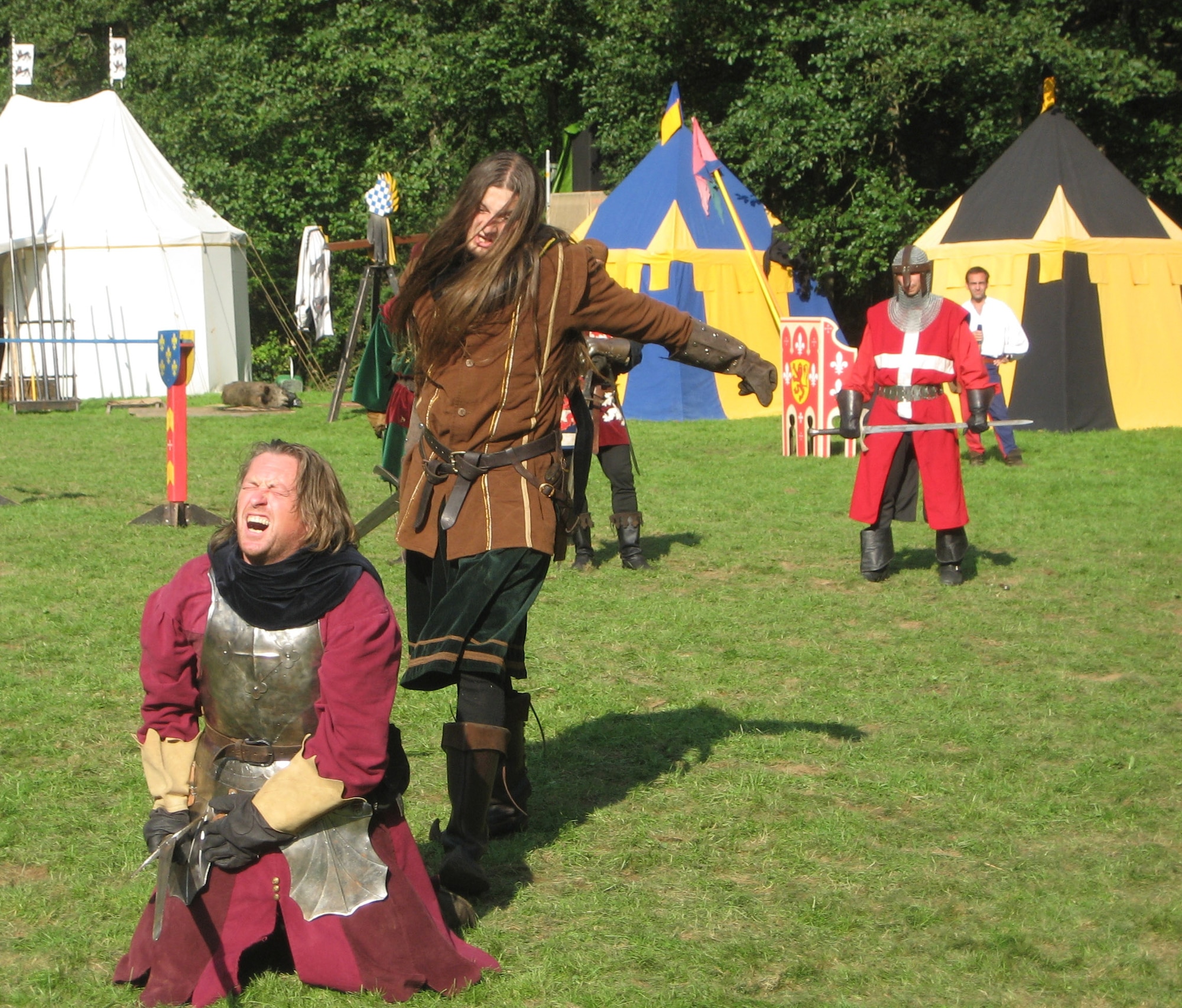 SPANGDAHLEM AIR BASE, Germany – Two knights joust at the Manderscheid Jousting Festival Aug. 26. The jousting festival took place Aug. 25 - 26. This medieval celebration included a jousting tournament, a craft market and a fireworks display. (U.S. Air Force photo/Staff Sgt. Andrea Knudson)