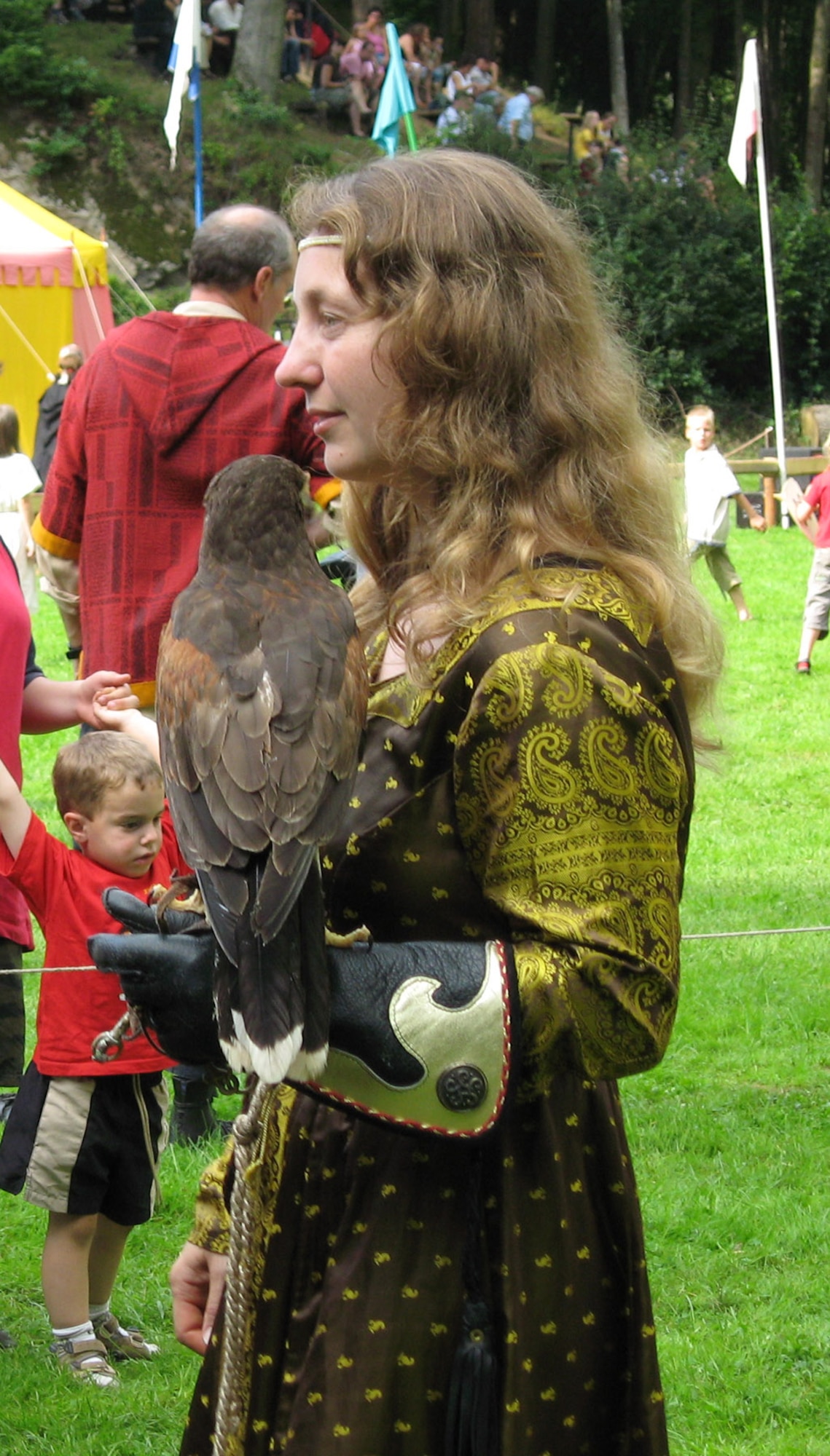 SPANGDAHLEM AIR BASE, Germany – A falconer shows off her falcon at the Manderscheid Jousting Festival Aug. 25. The medieval celebration included a jousting tournament, a craft market and a fireworks display. (U.S. Air Force photo/Staff Sgt. Tammie Moore)