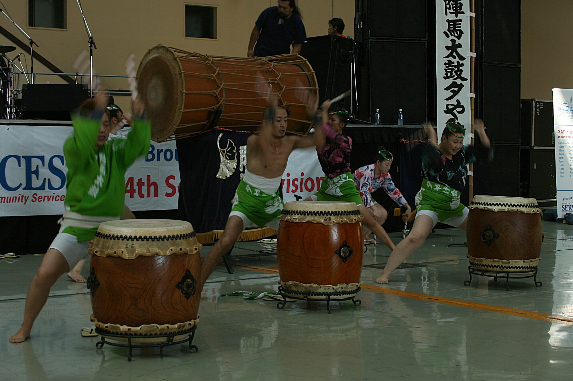 YOKOTA AIR BASE, JAPAN: Members of the Yokota Samurai Taiko drum team perform for visitors during the 2007 Yokota Friendship Festival.(U.S. Air Force photo by A1C Laszlo Babocsi)(Released)