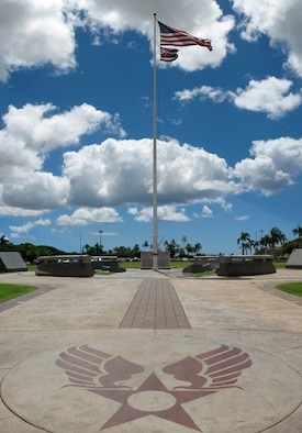 HICKAM AIR FORCE BASE, Hawaii -- For weeks, the large lawn inside the main traffic circle on Hickam Air Force Base has been the site of some construction. The work is now finished, and the island of Oahu has a new military memorial to show for it.  The Pacific Air Forces officially dedicated its newest memorial-the Legacy pathway. 
