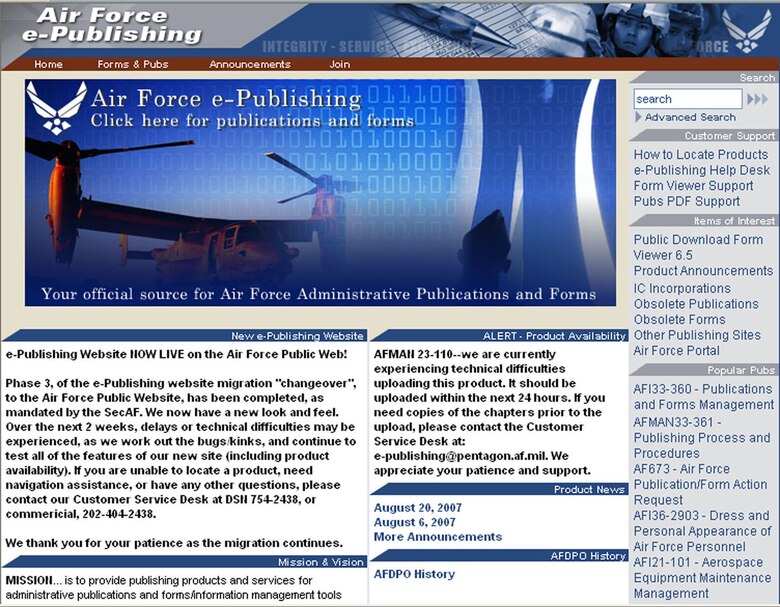 EPubs migrate to Air Force Public  > Malmstrom Air Force Base