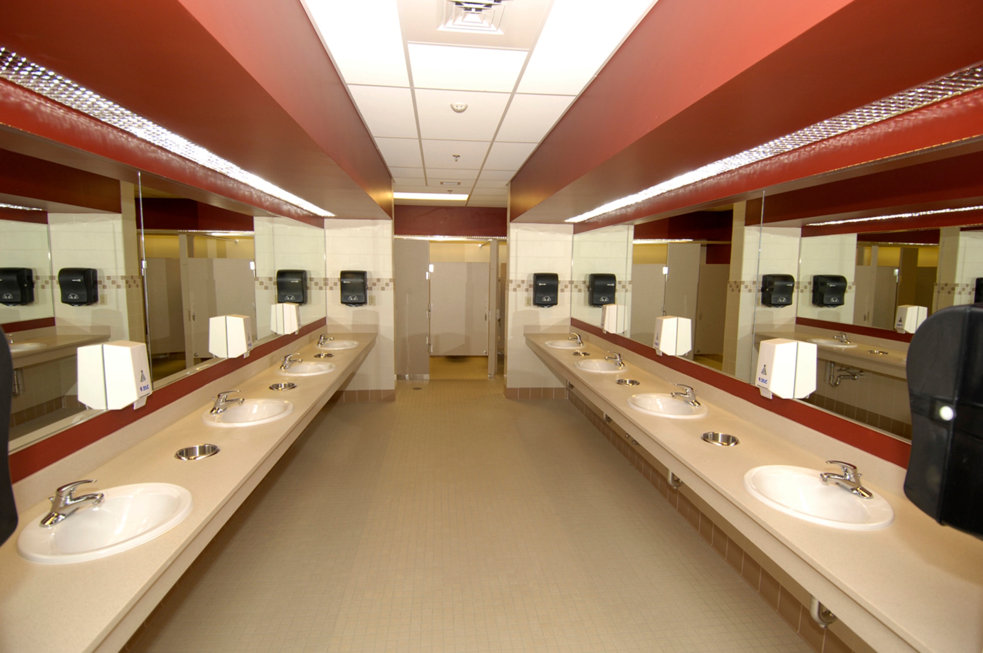 Hanscom Air Force Base, Mass. -- The new fitness center will offer more space in the restroom, shower and locker areas. (U.S. Air Force photo by Mark Wyatt)