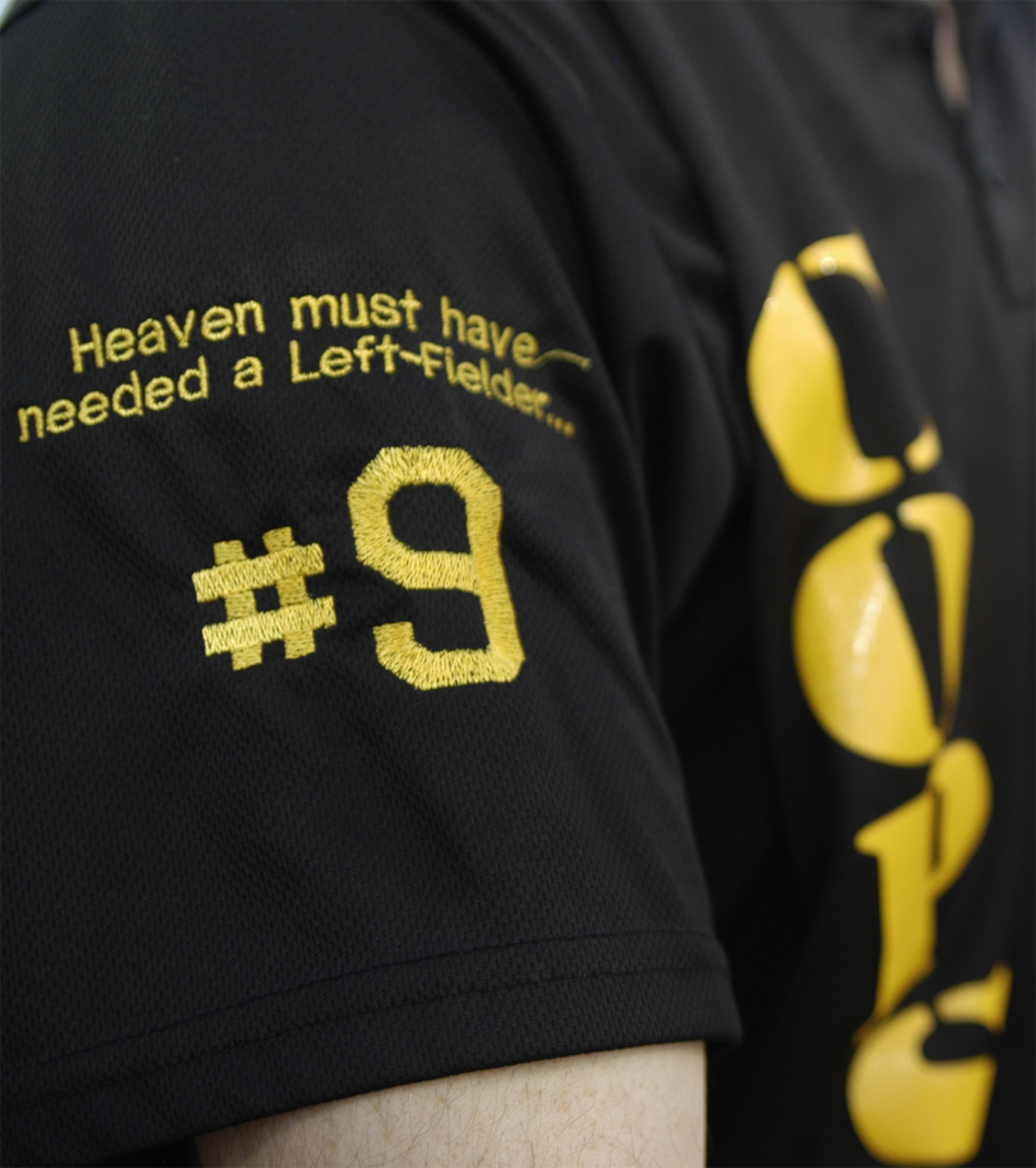 The Cops embroidered their jersey’s right sleeve to commemmorate Senior Airman Jason Robert Stevens. (U.S. Air Force photo illustration/Airman Shen-Chia Chu and Tech. Sgt. Kevin Wallace)