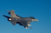 KUNSAN AIR BASE, South Korea-- Capt. Joshua King, a pilot assigned to the 80th Fighter Squadron, searches for his target while flying an F-16 Fighting Falcon over a designated training area in support of a close-air-support mission Nov. 29.  Pilots utilize training missions to simulate actual conditions they may face in combat and keep their war-fighting skills honed.  (U.S. Air Force Photo/Master Sgt Jack Braden)
