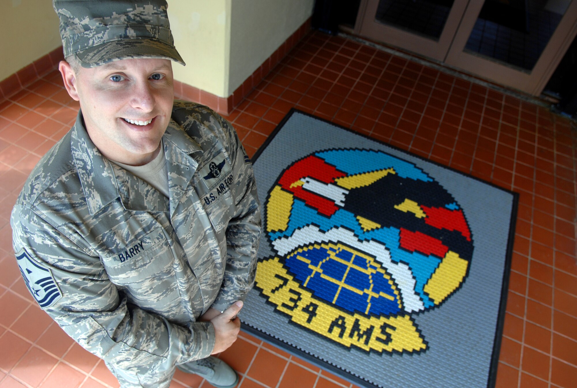 Master Sgt. Joseph Barry, first sergeant of the 734th Air Mobility Squadron. (U.S. Air Force photo/Senior Airman Miranda Moorer)                                        