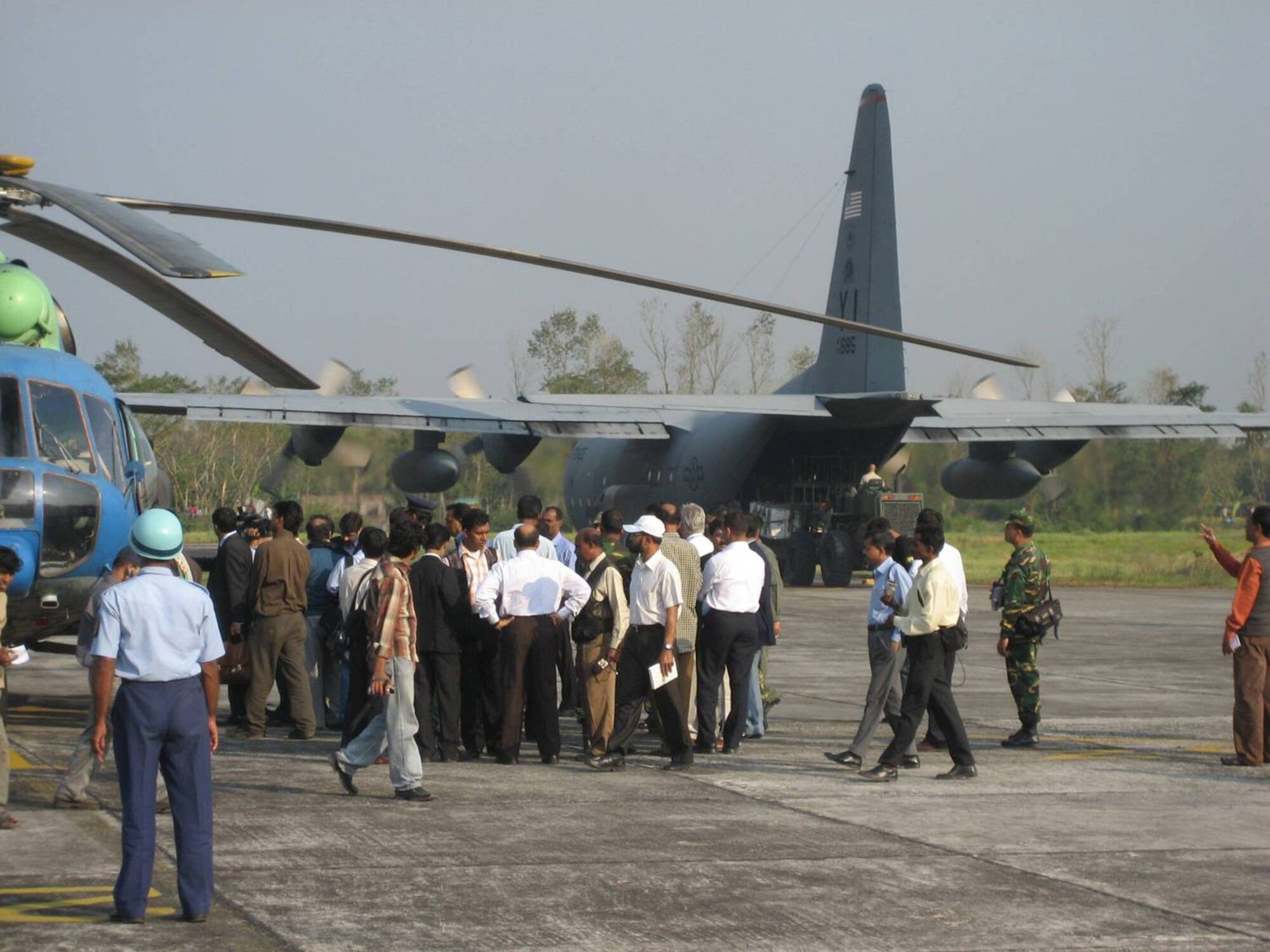 Off-load and trans-load operations continue as high ranking dignitaries and media visit the location. (Courtesy photo)