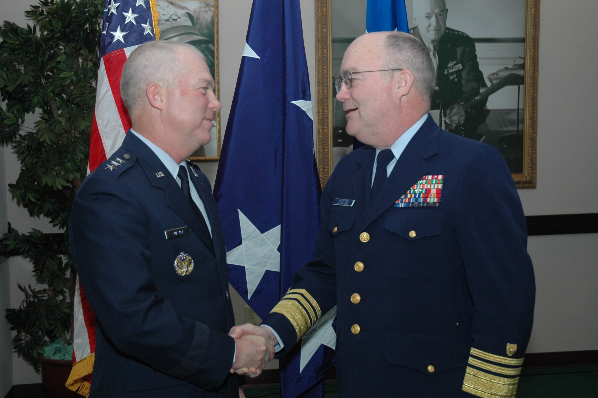 Lt. Gen. Donny Wurster (left), Air Force Special Operations Command commander, and Vice Adm. Charles Wurster (right), U.S. Coast Guard Pacific Area commander, are the most recent members of the Wurster family to embark in the family business. The family has a record of military service dating back to the Revolutionary War. As three-star flag officers, they also hold the highest rank of anyone in their family. (U.S. Air Force photo/Senior Master Sgt. Tom Wood)