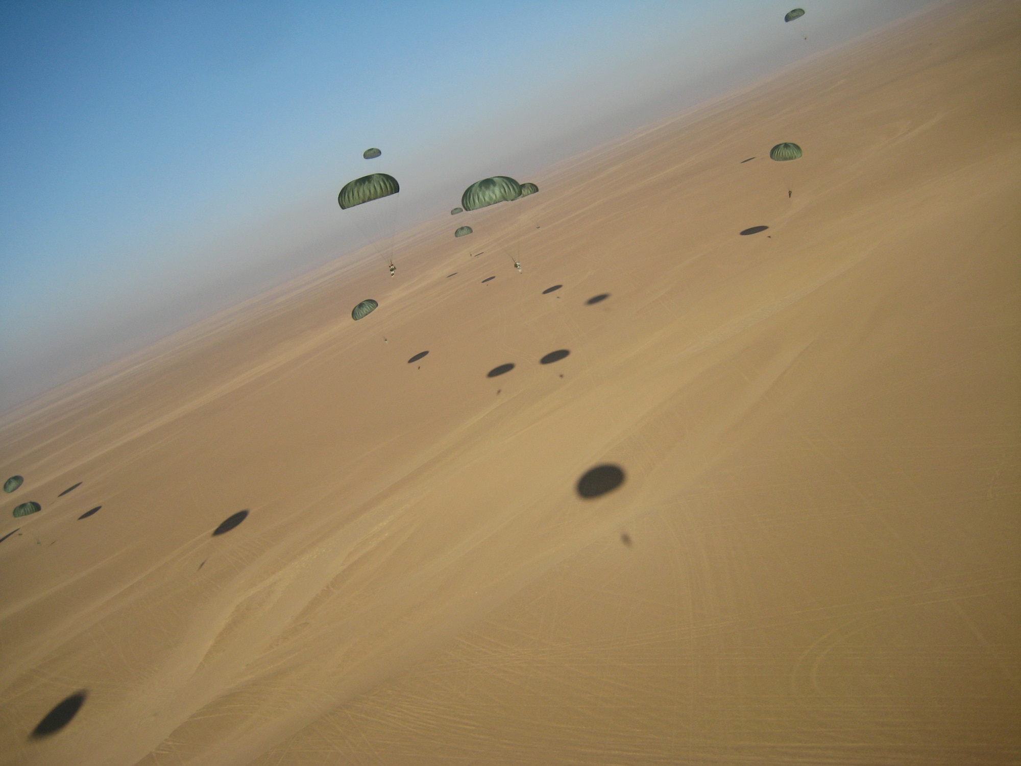 Airmen from the 820th Security Forces Group recently participated in a joint Egyptian government and U.S. Central Command exercise held in Egypt.  The Airmen participated in the airborne portion of the multi-faceted Bright Star ’07 exercise, which involved thousands of troops from 13 countries including France, Britain, Greece, Germany, Italy, the Netherlands, Jordan and Kuwait. (U.S. Air Force photo by Capt. Pedro Jimenez)